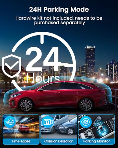 IIWEY N5 4 Channel Dash Cam 360° View, 1080P Front and Rear Inside, Left Right Dash Camera for Cars, 8 IR Lamps Night Vision, 5G WiFi & APP Control, G-Sensor, Parking Mode, with a Free 128GB SD Card