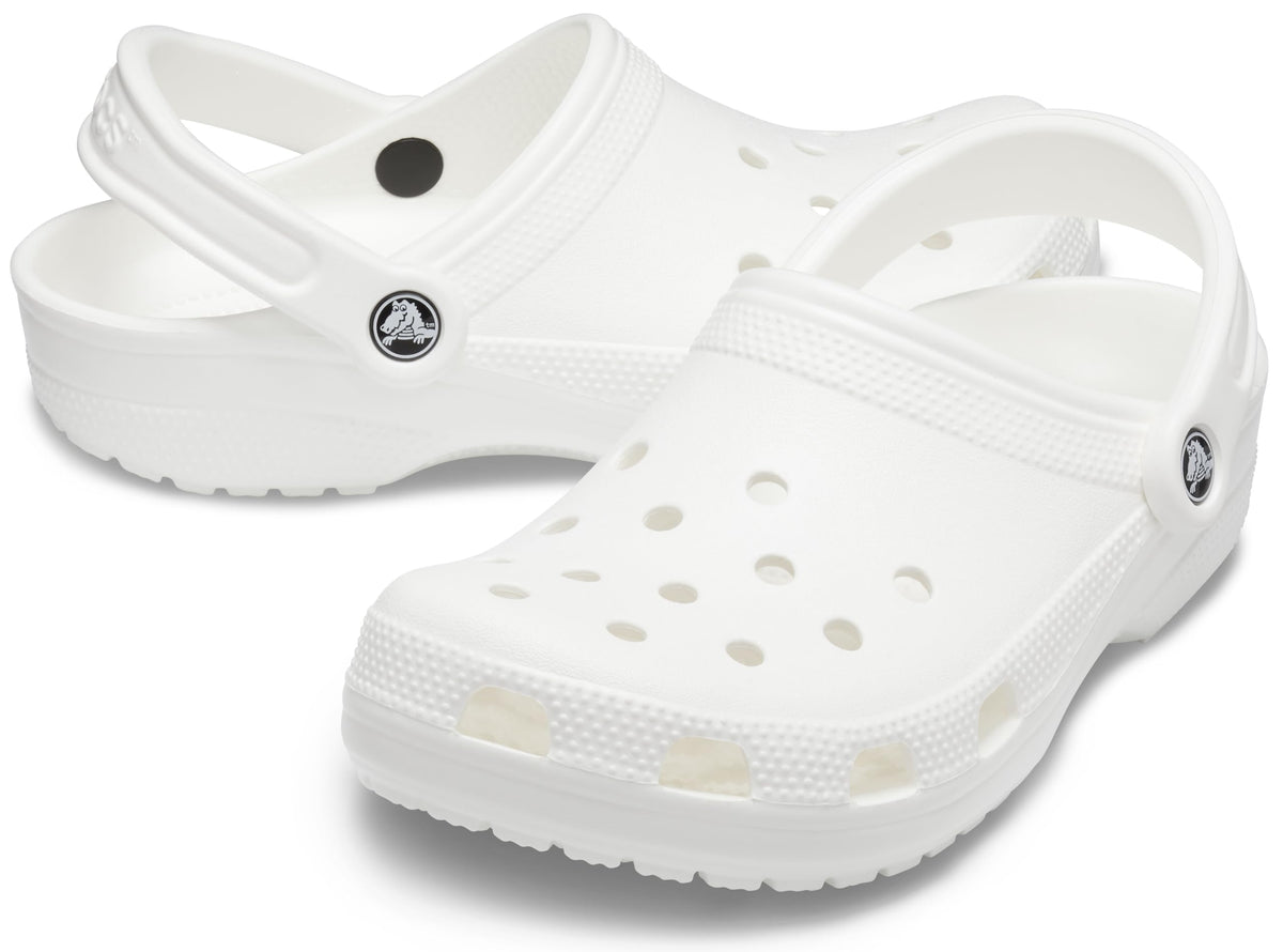 Crocs Unisex-Adult Classic Clogs, White, 7 Men/9 Women