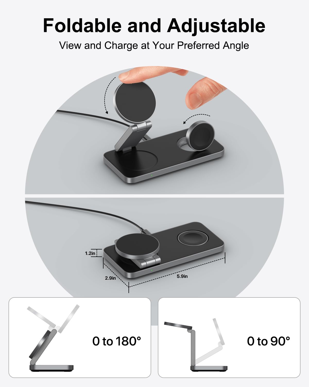 3-in-1 Charging Station for Samsung, Magnetic Fast Wireless Charger Stand Compatible with MagSafe for Galaxy S26/S25/S24/S23/Z Fold/Flip Series, Galaxy Watch Ultra/8/7/6/5, Galaxy Buds Pro/4/3/2