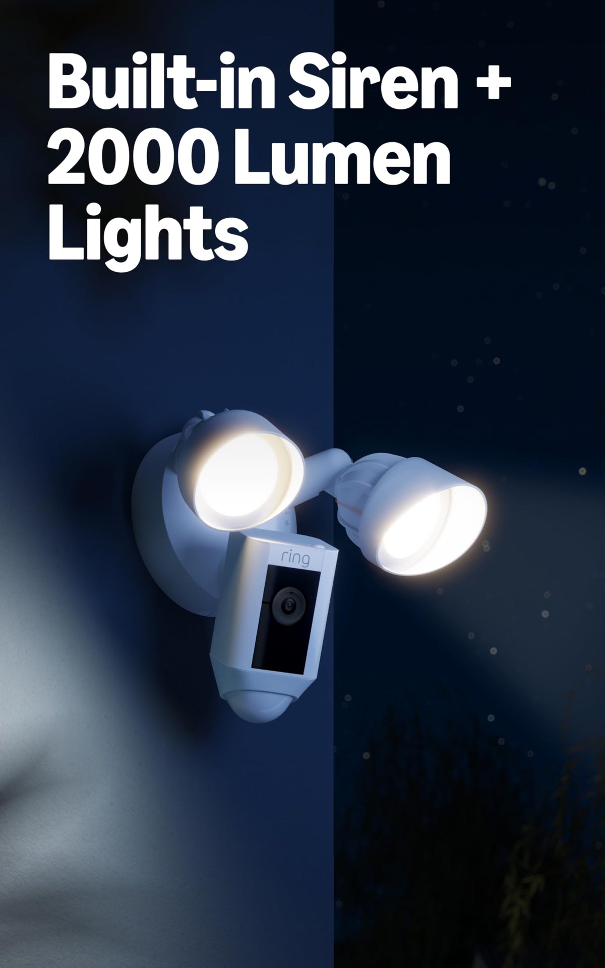Floodlight Cam Wired Plus, Outdoor home or business security with motion-activated 1080p HD video and floodlights, White