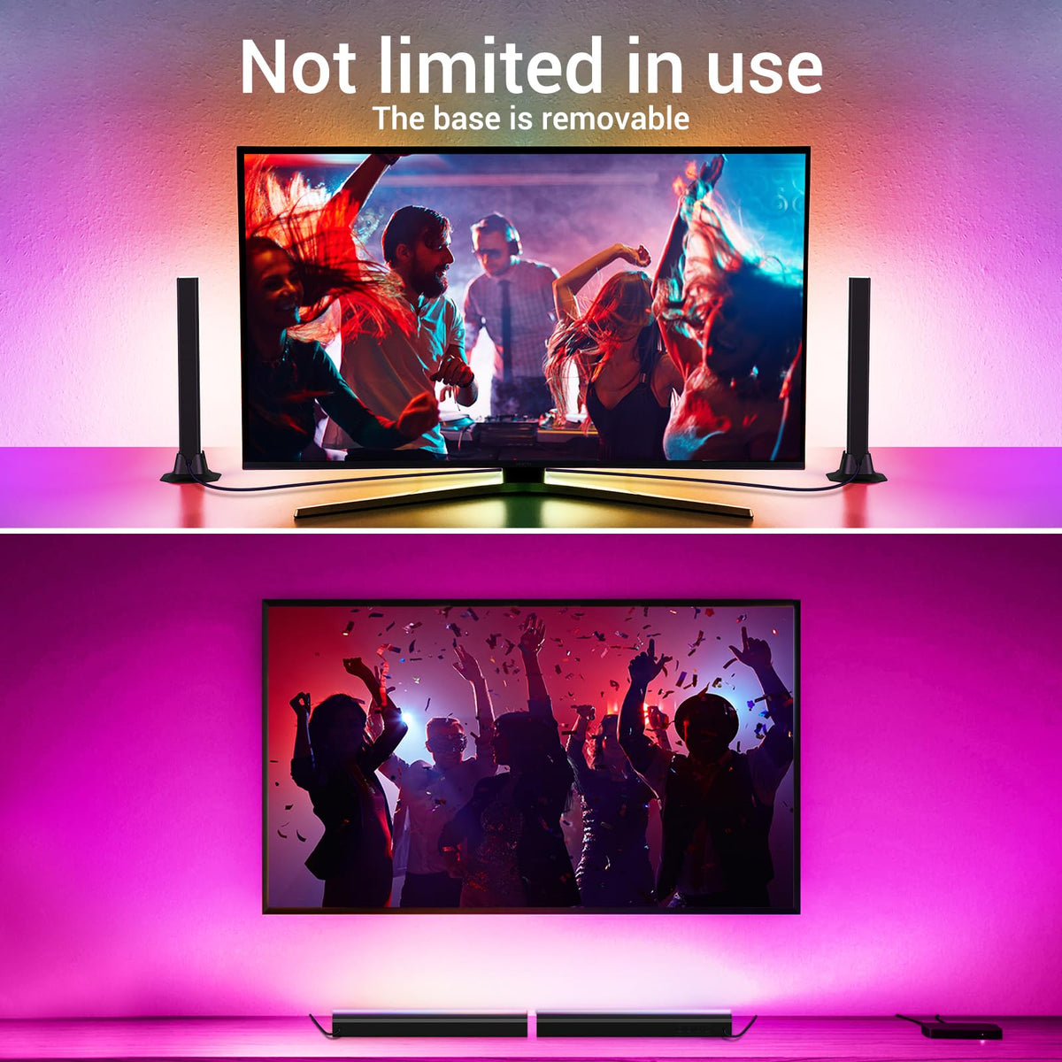 RGB Light Bar, Music Sync RGB IC LED Lights Bars, USB Powered Ambient Lighting, Remote Control Color Changing Gaming TV Backlight, 8 Dynamic Modes for PC Room Monitor Desk