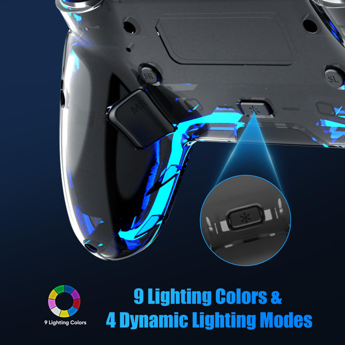 BETMI Wireless Controller for PS5, Pro/Slim/MAC/Steam Deck/PC, Hall Effect Joystick, Dual Vibration/Macro/Turbo, 3.5mm Jack, 6-Axis, Mute Key, LED Gamepad with Speaker (4 Lighting Effects, 9 Light Colors)