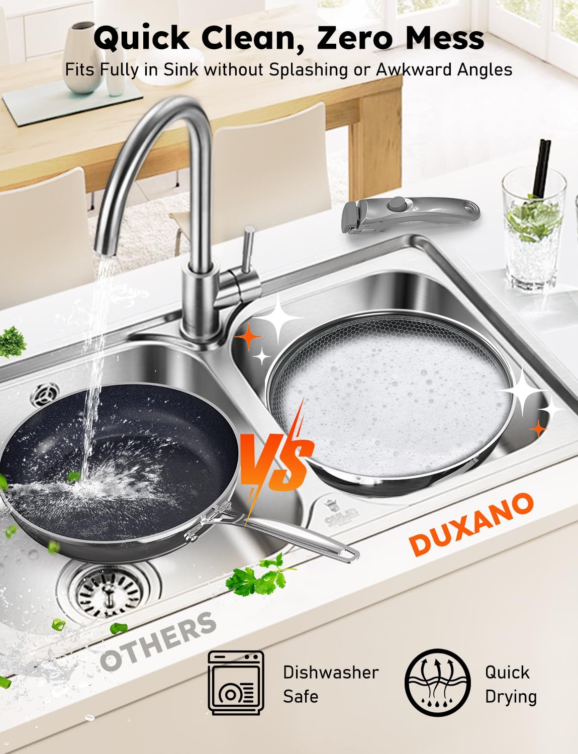 Pro Ceramic Pots and Pans Set & 2026 Upgraded Hybrid 3-Ply Stainless Steel Frypan, 2X Non Stick, High Heat Sear, PFAS PTFE PFOA Free Non Toxic Induction Cookware,Removable Handle,Oven Safe,12PC