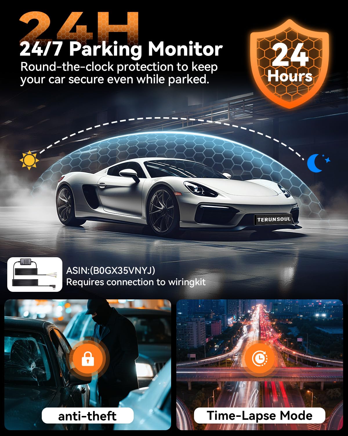 4K Dash Cam Front and Rear, Full HD 3 Channel Dashcam, Free 128GB Memory Card, Built-in 5.8GHz WiFi Built-in GPS, Collision Sensor, Night Vision, 3.16" IPS, 24H Parking Mode(Black)