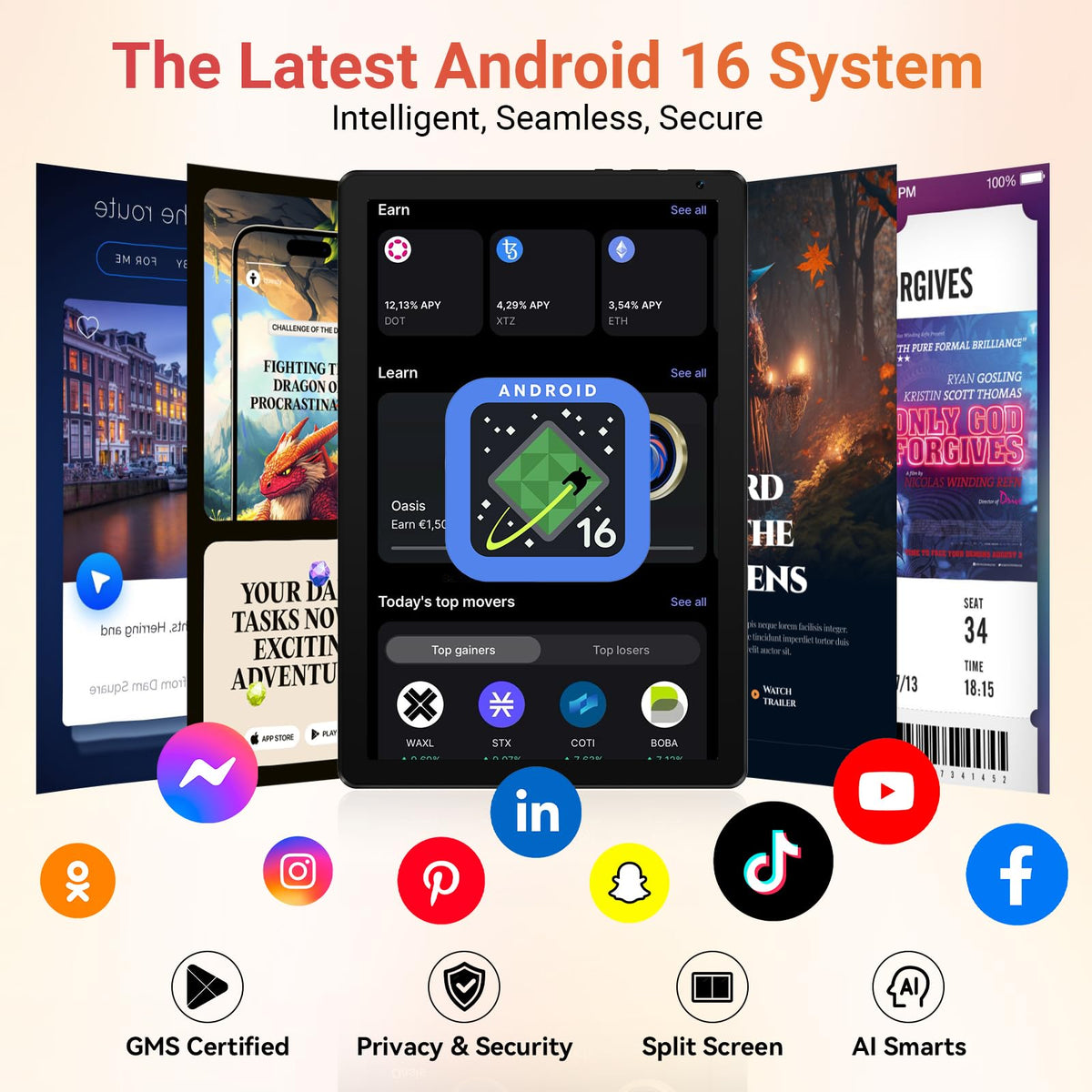 URAO Tablet,10.1" Android Tablet with Octa-core Processor 30GB RAM 128GB ROM HD IPS Touchscreen 8H Battery, Wi-Fi 6, BT 5.4, Dual Camera, Android 16 Tablets 2026