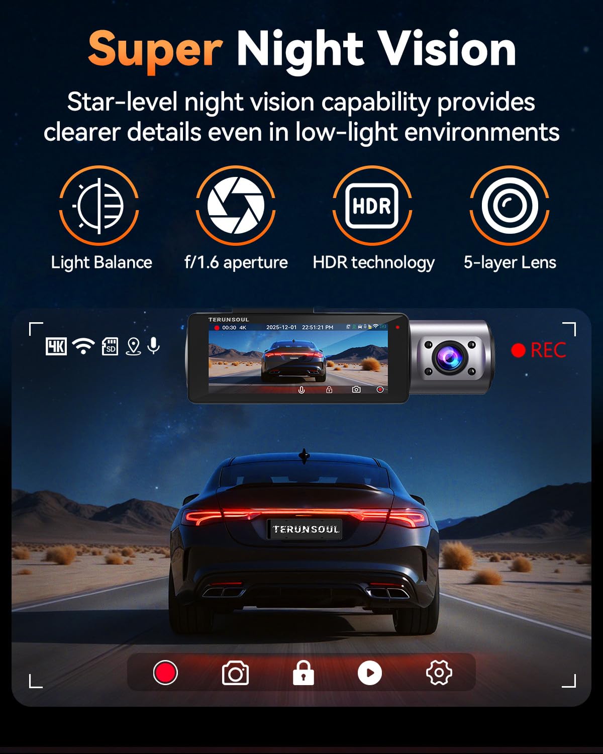 4K Dash Cam Front and Rear, Full HD 3 Channel Dashcam, Free 128GB Memory Card, Built-in 5.8GHz WiFi Built-in GPS, Collision Sensor, Night Vision, 3.16" IPS, 24H Parking Mode(Black)