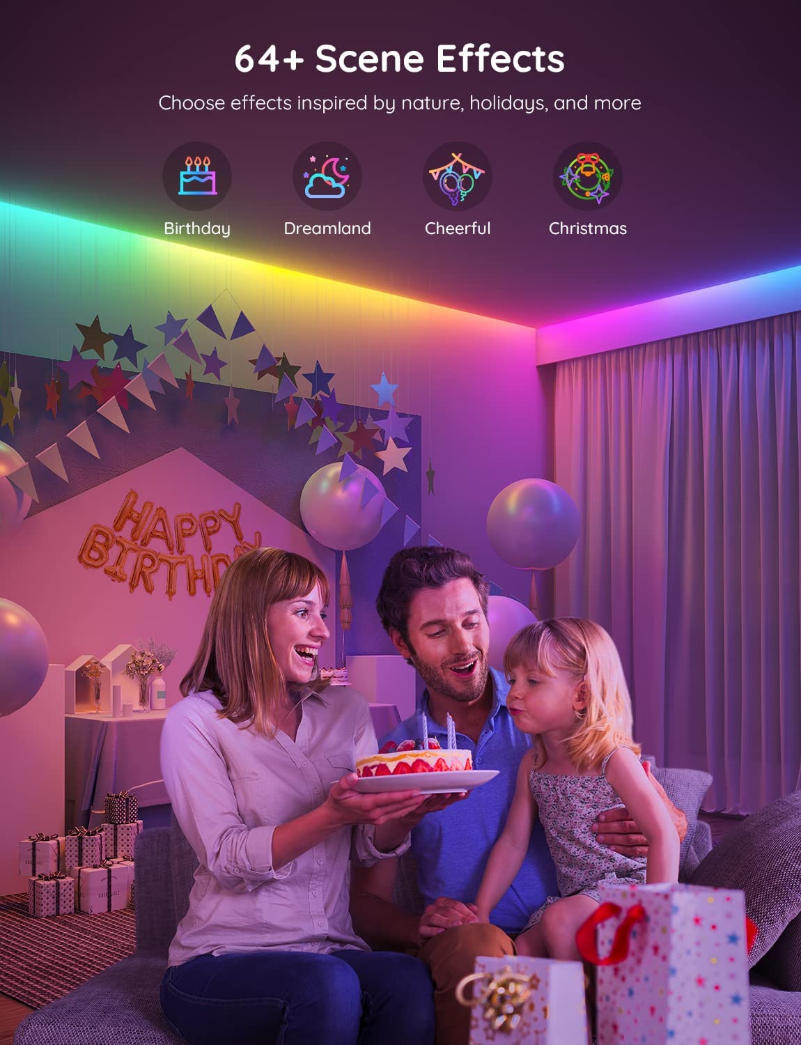 RGBIC LED Strip Lights, Smart LED Lights for Bedroom, Bluetooth LED Lights APP Control, DIY Multiple Colors on One Line, Color Changing LED Strip Lighting Music Sync, Home Decor, 16.4ft