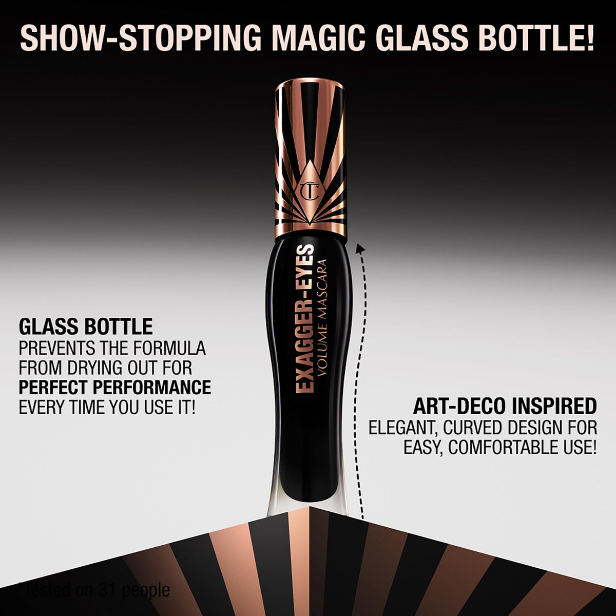 Exagger-Eyes Volume Mascara - Volumizing Black Mascara with 28-Hour Smudge-Proof & Flake-Proof Wear - Designed with a Ultra-Curved Brush