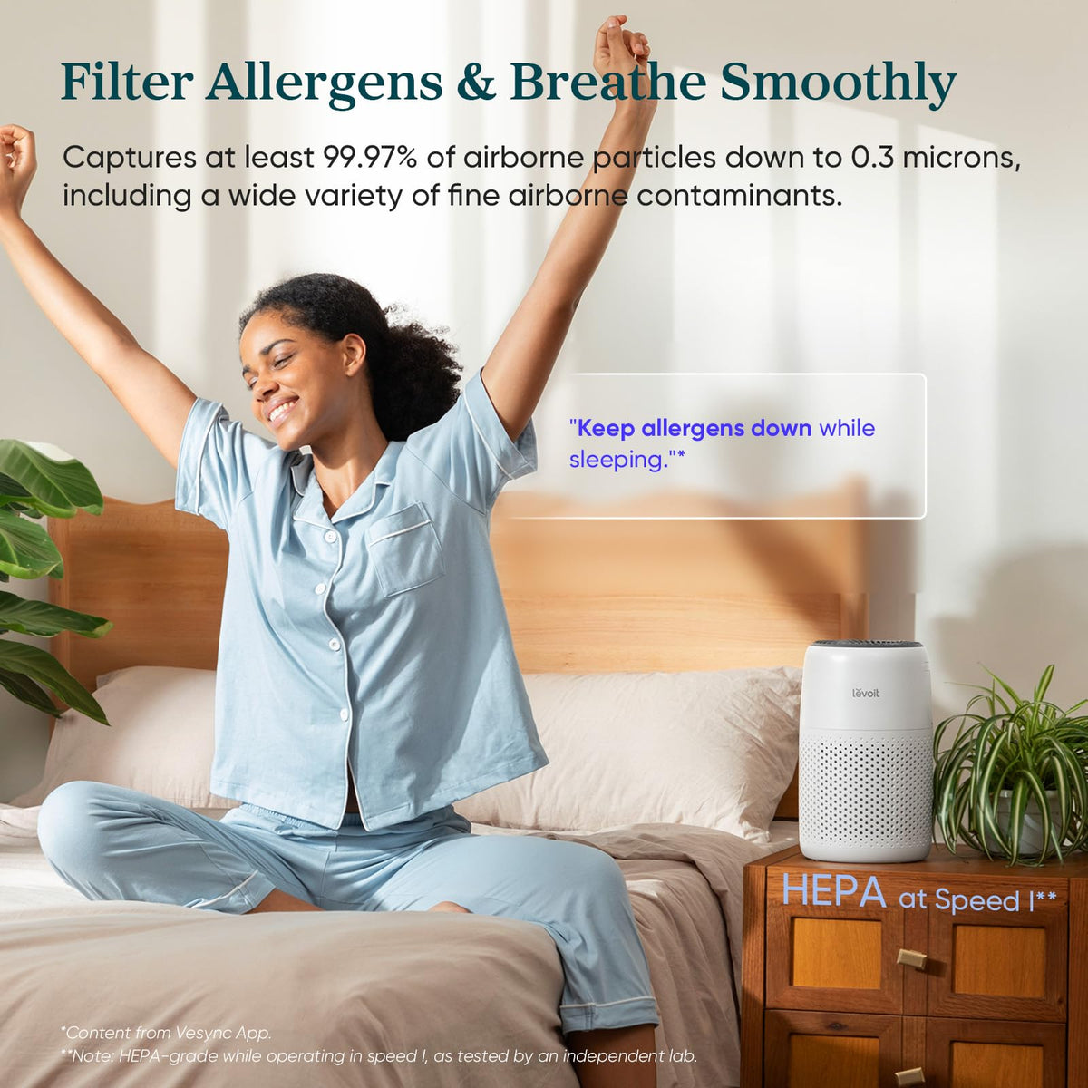 Air Purifiers for Bedroom Home Dorm, AHAM VERIFIDE, 3-in-1 Filter Cleaner With Aroma Pad, Filters Smoke, Allergens, Pet Dander, Odor, Dust, Office, Desktop, Core Mini-P, White