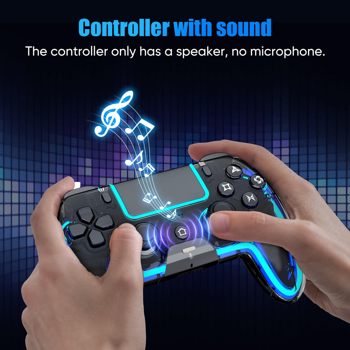 BETMI Wireless Controller for PS5, Pro/Slim/MAC/Steam Deck/PC, Hall Effect Joystick, Dual Vibration/Macro/Turbo, 3.5mm Jack, 6-Axis, Mute Key, LED Gamepad with Speaker (4 Lighting Effects, 9 Light Colors)