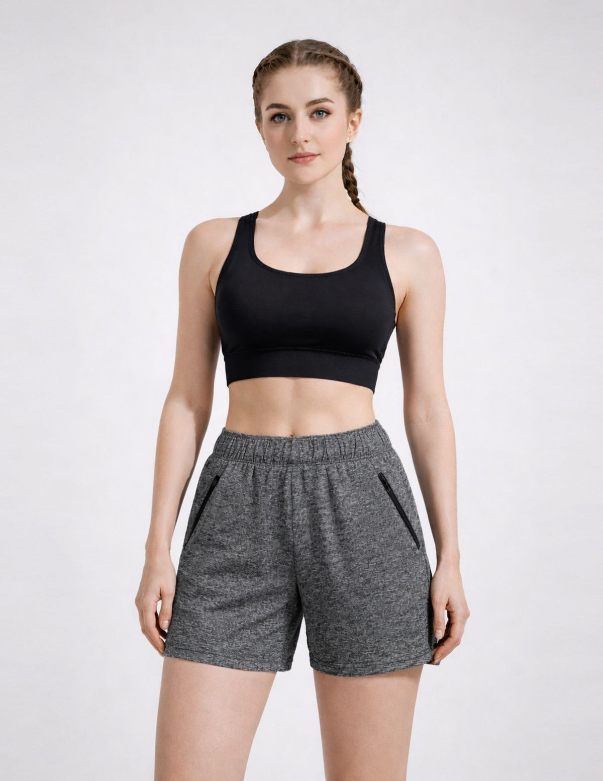 5 Pack: Womens Workout Gym Shorts Casual Lounge Set, Ladies Active Athletic Apparel with Zipper Pockets (Set 1, Medium)
