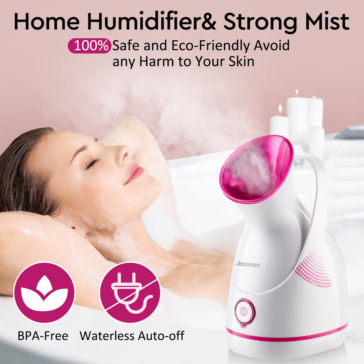 Facial Steamer - Nano Ionic Face Steamer Warm Mist Steamer for Home Sauna SPA, Humidifier for Face Steamer for Deep Cleaning Unclogs Pores Sinuses - Bonus 5 Piece Stainless Steel Skin Kit