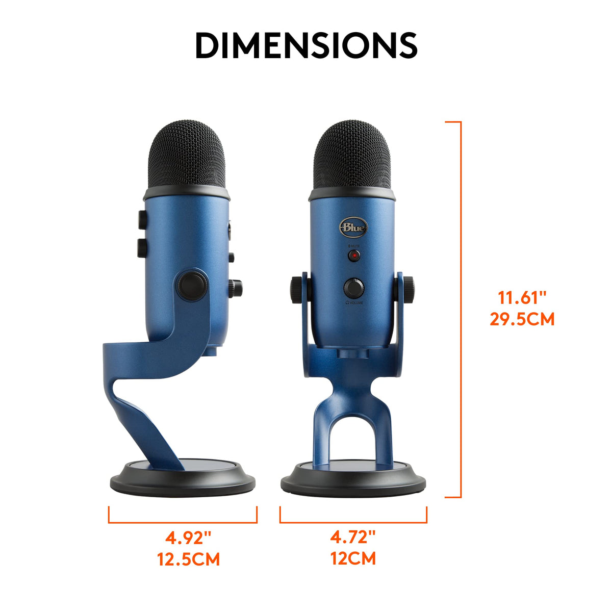 Logitech Creators Blue Yeti USB Microphone for PC, Mac, Gaming, Streaming, Podcasting, Studio and Computer Condenser Mic with Blue VO!CE Effects, 4 Pickup Patterns, Plug and Play - Midnight Blue