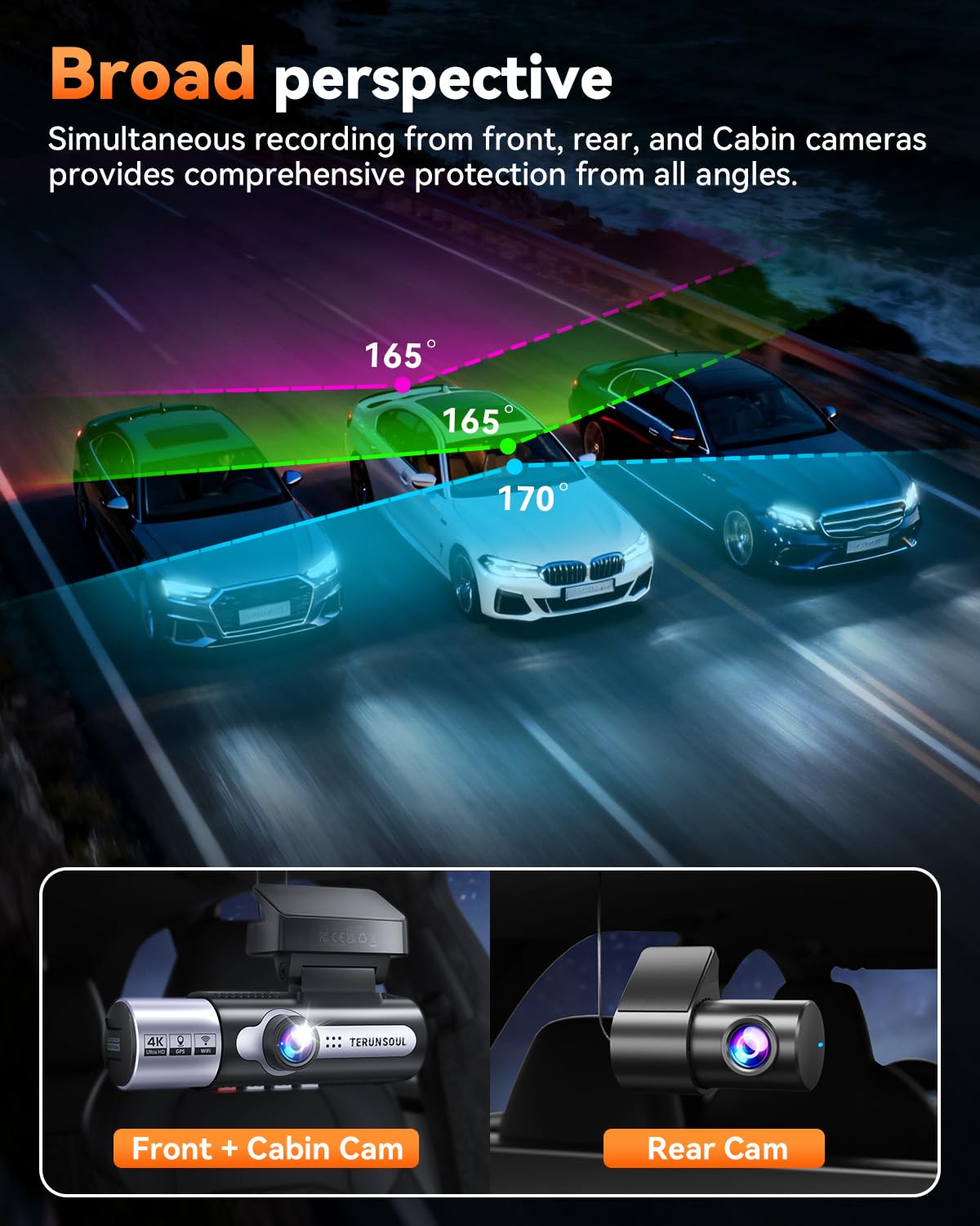 4K Dash Cam Front and Rear, Full HD 3 Channel Dashcam, Free 128GB Memory Card, Built-in 5.8GHz WiFi Built-in GPS, Collision Sensor, Night Vision, 3.16" IPS, 24H Parking Mode(Black)