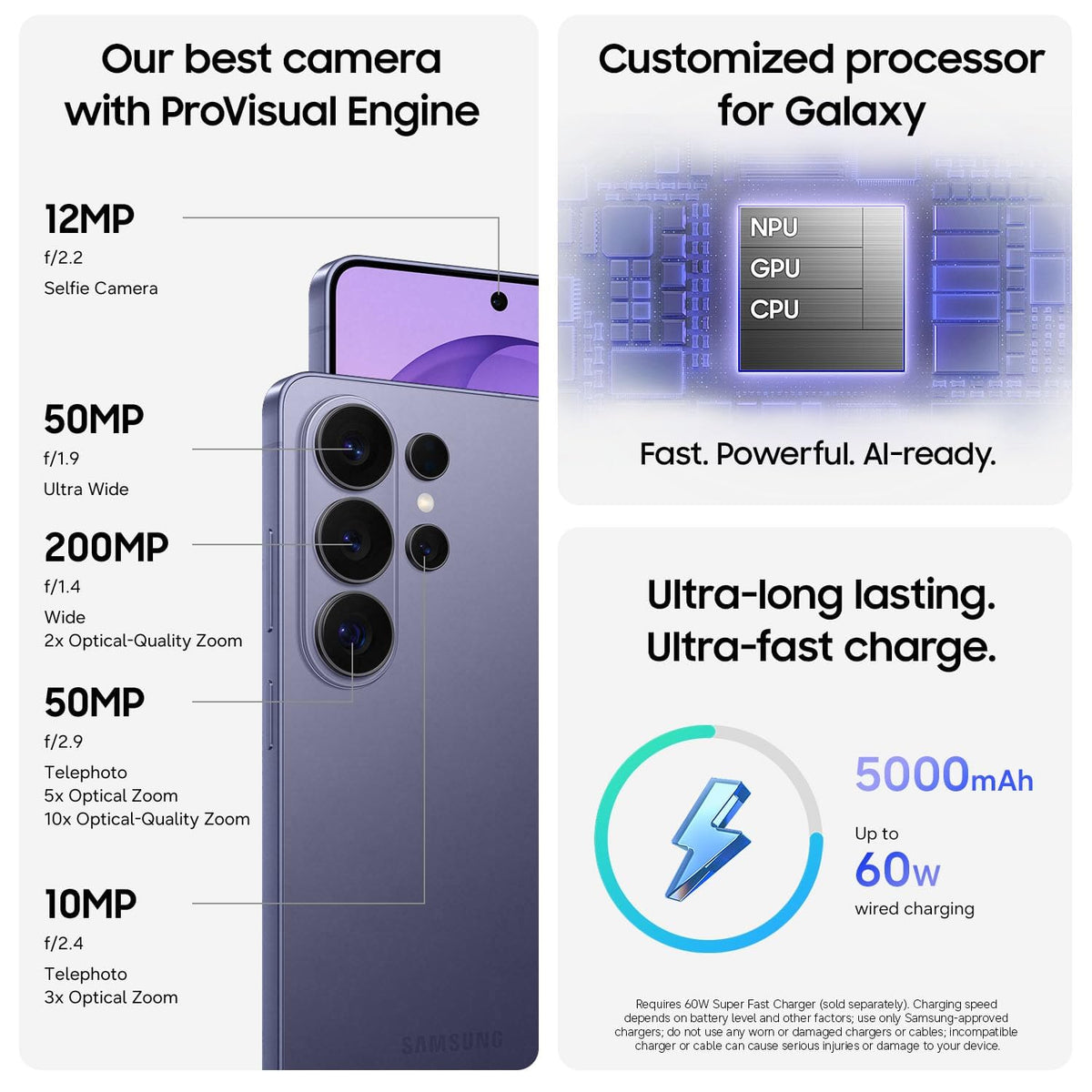 Samsung Galaxy S26 Ultra, Unlocked Android Smartphone, 256GB, Privacy Display, Galaxy AI, AI Camera, Super Fast Charging 3.0, Durable Battery, 2026, US 1 Year Warranty, Black
