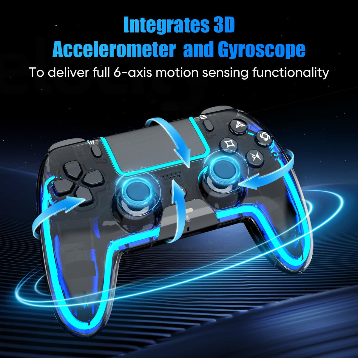 BETMI Wireless Controller for PS5, Pro/Slim/MAC/Steam Deck/PC, Hall Effect Joystick, Dual Vibration/Macro/Turbo, 3.5mm Jack, 6-Axis, Mute Key, LED Gamepad with Speaker (4 Lighting Effects, 9 Light Colors)