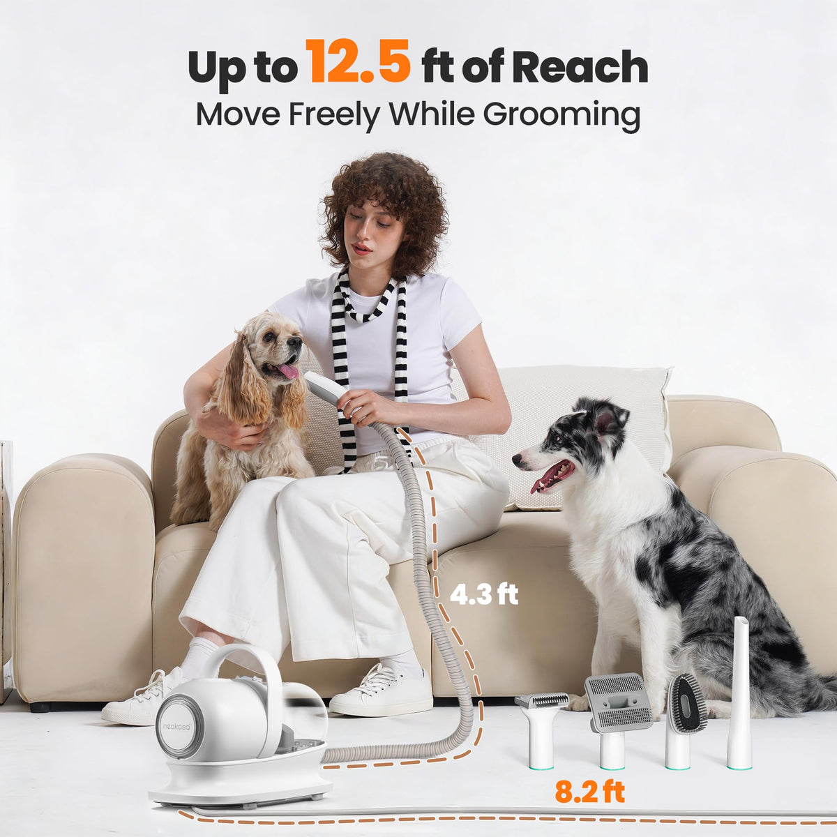 P1 Pro Dog Grooming Vacuum Kit, 6-in-1 Pet Hair Grooming with Clippers and Vacuum, 9000Pa Suction, Low Noise, 1L Dust Cup for Home Shedding & Trimming