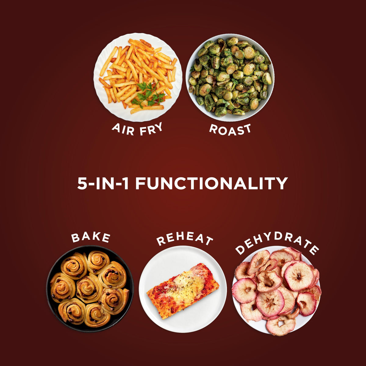 Air Fryer | 4 QT Capacity | 4-in-1 Roast, Crisp, Roast, Reheats, & Dehydrates | Dishwasher Safe Parts | 105°F-400°F | Includes 20 Easy & Healthy Recipes | 1550 watt | Grey | AF101