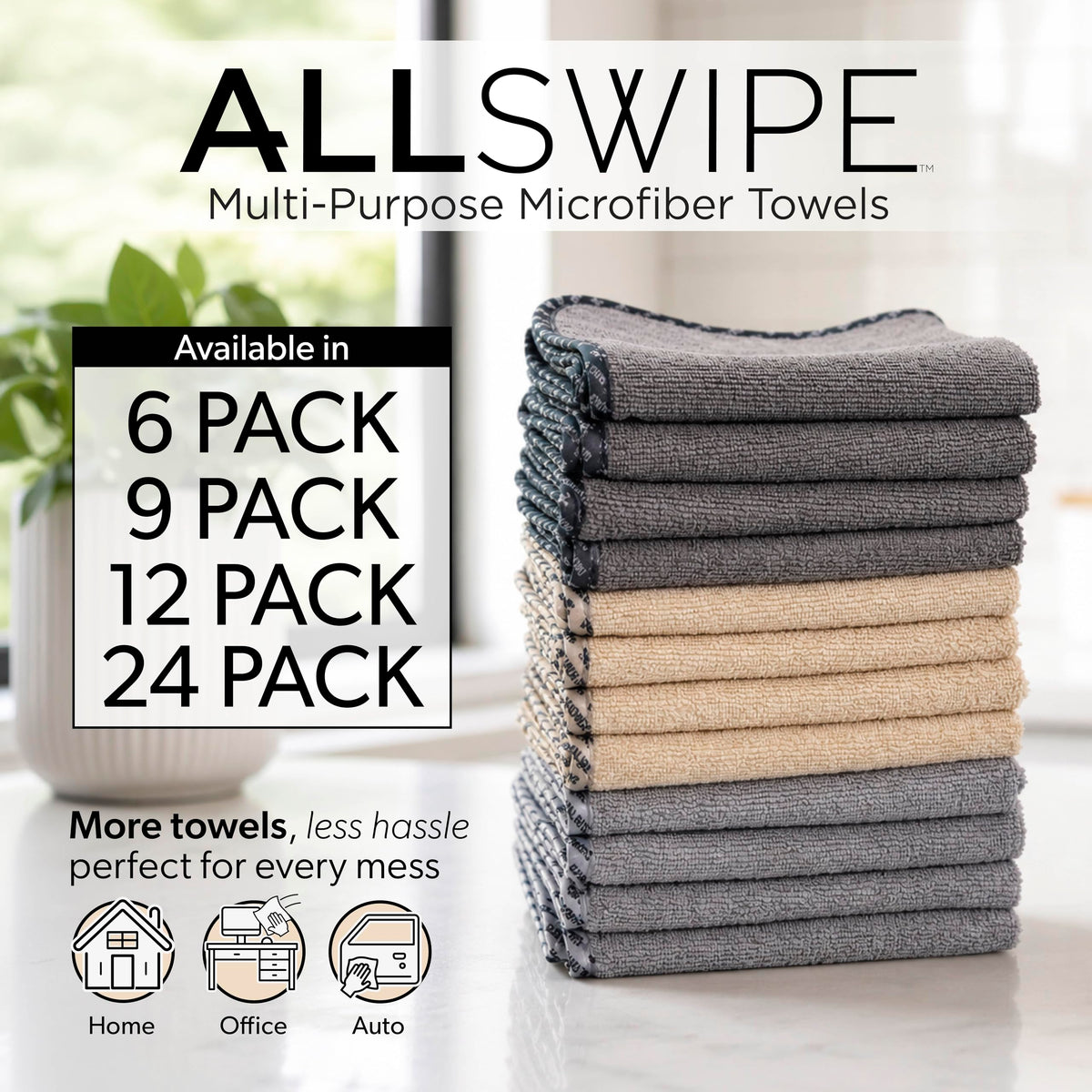 Chemical Guys AllSwipe Multi-Purpose Microfiber Towels for Cars, Microfiber Cleaning Cloth Multi Color Drying Towels Car Detailing for Wash Interior and Glass, 14 x 12 Inch - 12 Pack