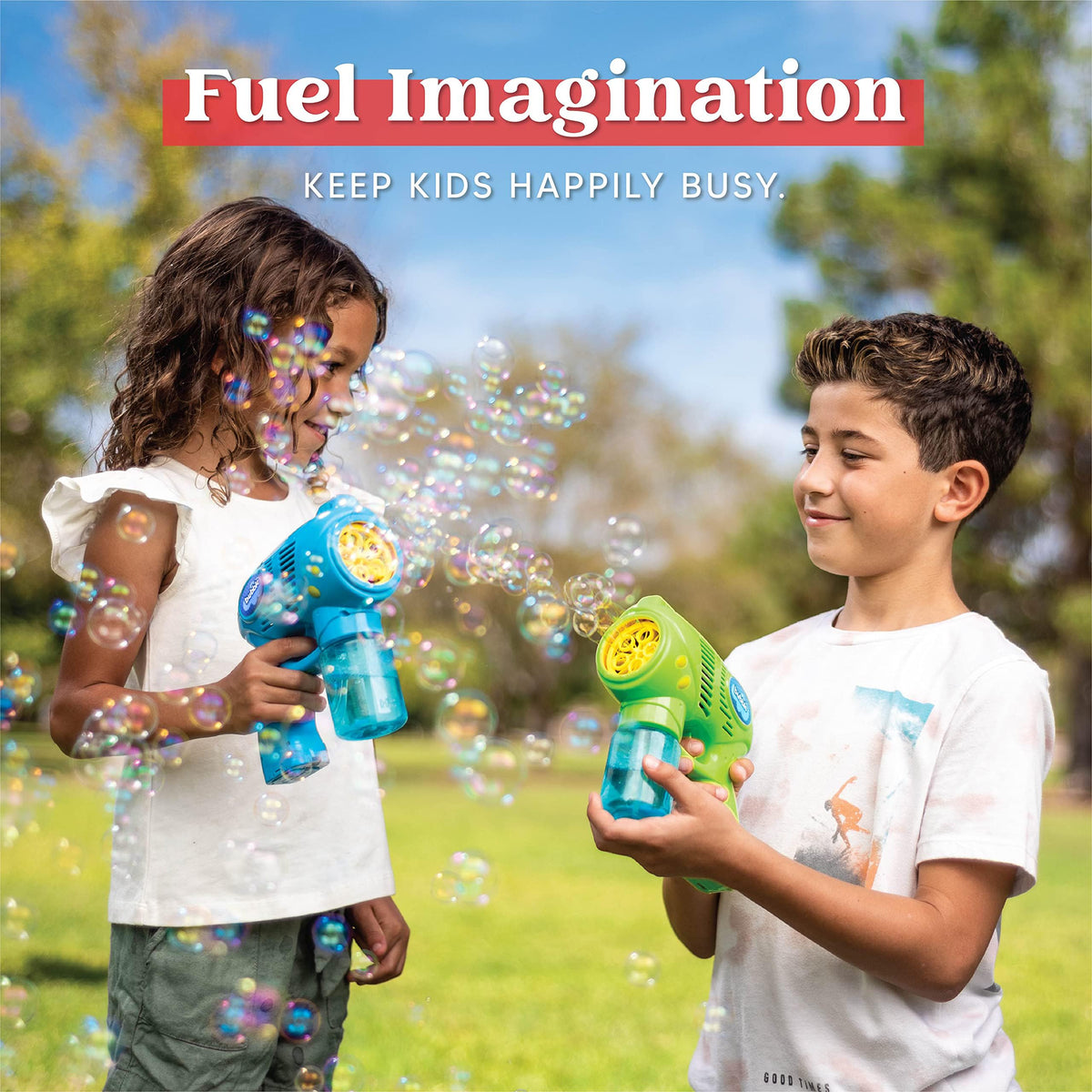 2 Kids Bubble Gun with 2 Bottles Refill Solution, Bubble Machine Gun for Toddlers Kids 4-8, Party Favors, Summer Toy, Outdoors, Easter, Birthday Gift