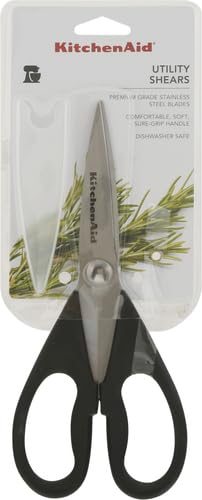 All Purpose Kitchen Shears with Protective Sheath Durable Stainless Steel Scissors, Dishwasher Safe, Soft Grip Comfort Handle, 8.72 Inch, Black