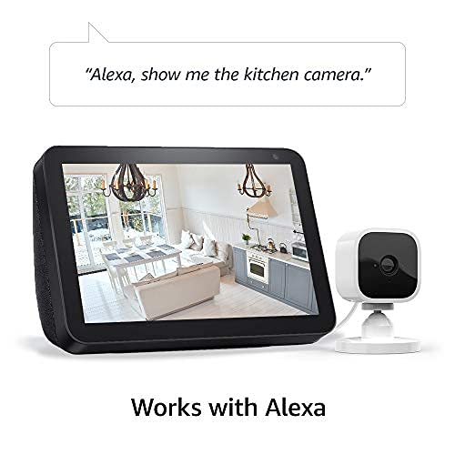 Mini - Compact indoor plug-in smart security camera, 1080p HD video, night vision, motion detection, two-way audio, easy set up, Works with Alexa – 1 camera (White)