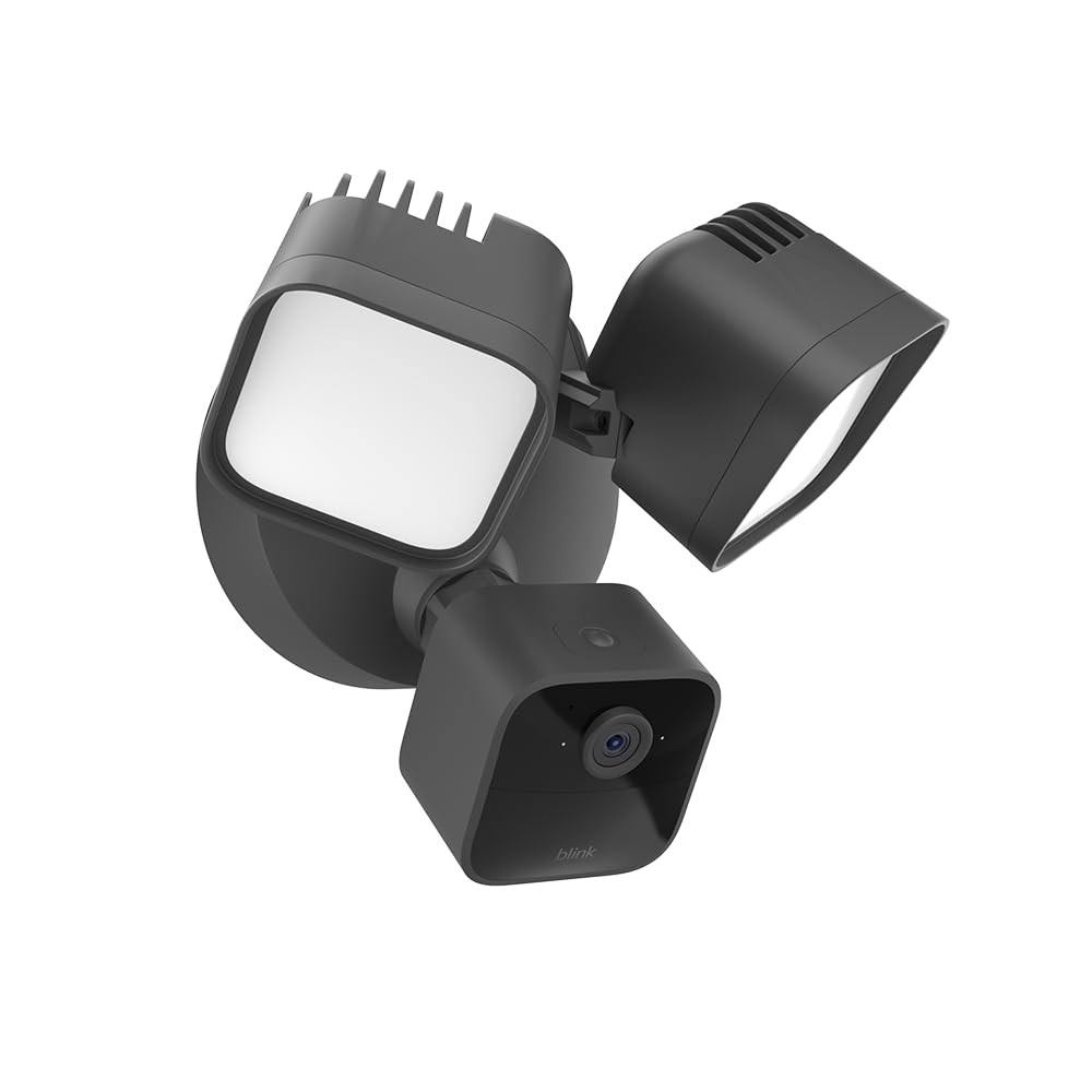 Wired Floodlight Camera - Smart security camera, 2600 lumens, HD live view, enhanced motion detection, built-in siren, Works with Alexa – 1 camera (Black)