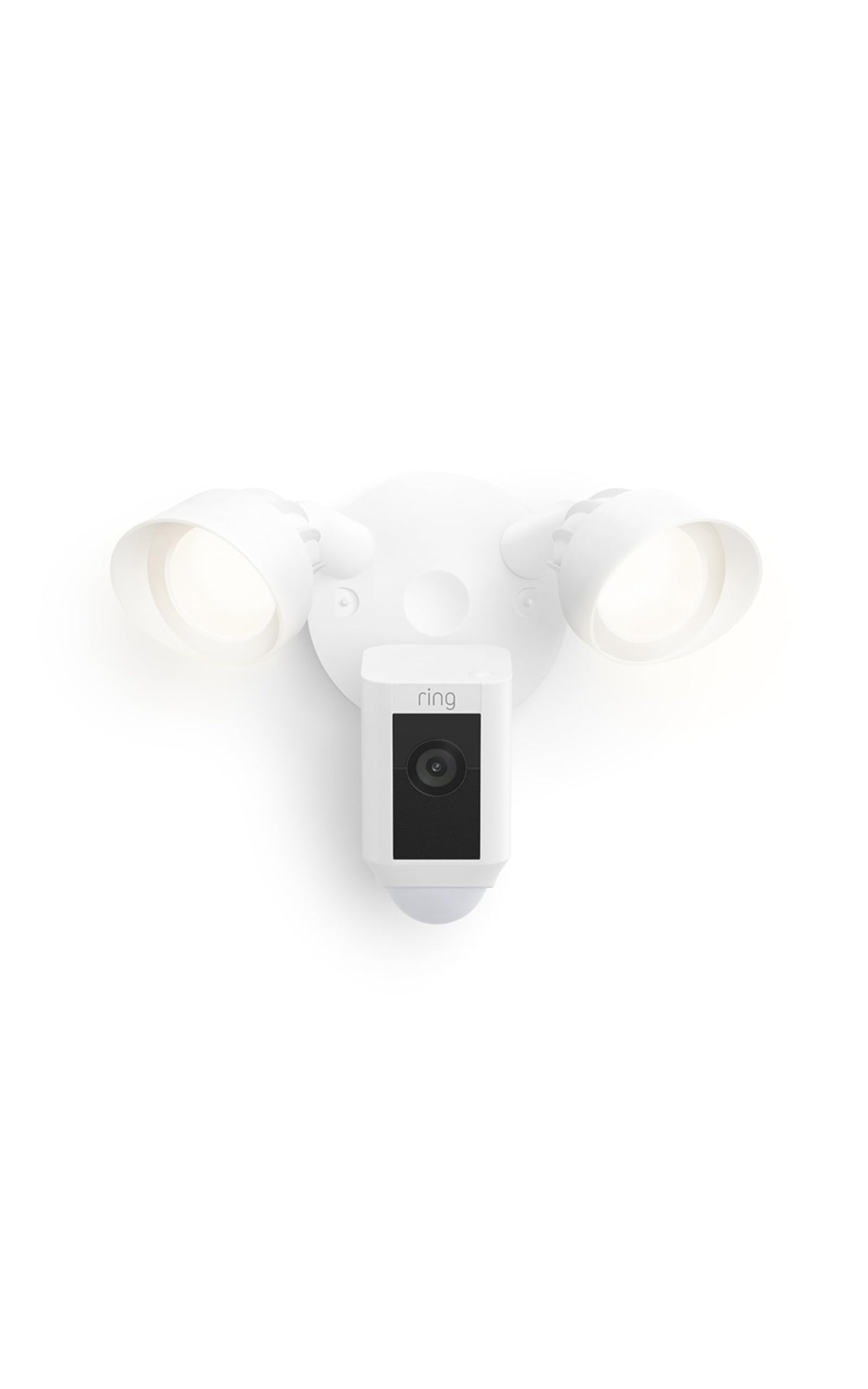 Floodlight Cam Wired Plus, Outdoor home or business security with motion-activated 1080p HD video and floodlights, White