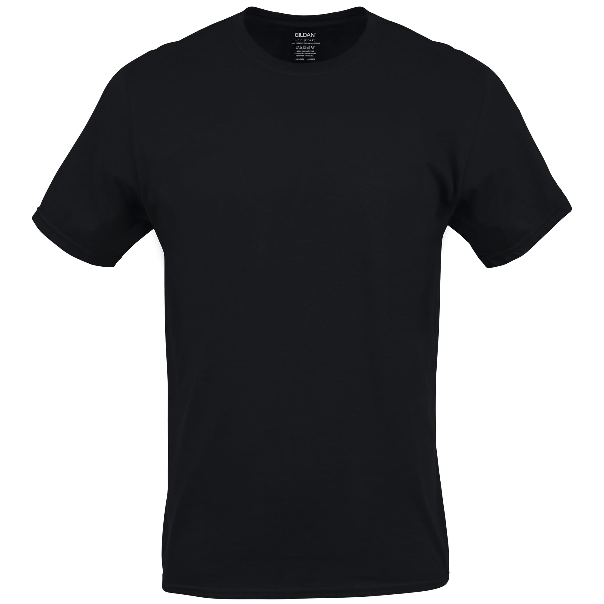 Men's Crew T-Shirts, Multipack, Style G1100, Black (6-Pack), Large