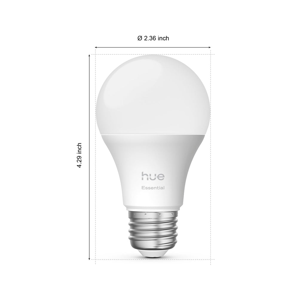 Philips Hue Essential Smart LED A19 Bulb, White and Color Ambiance, E26 Base, 8.8W, 2200K-6500K, 800 Lumens, Dimmable, Works with Alexa, Google, and Apple Home, 1-Pack