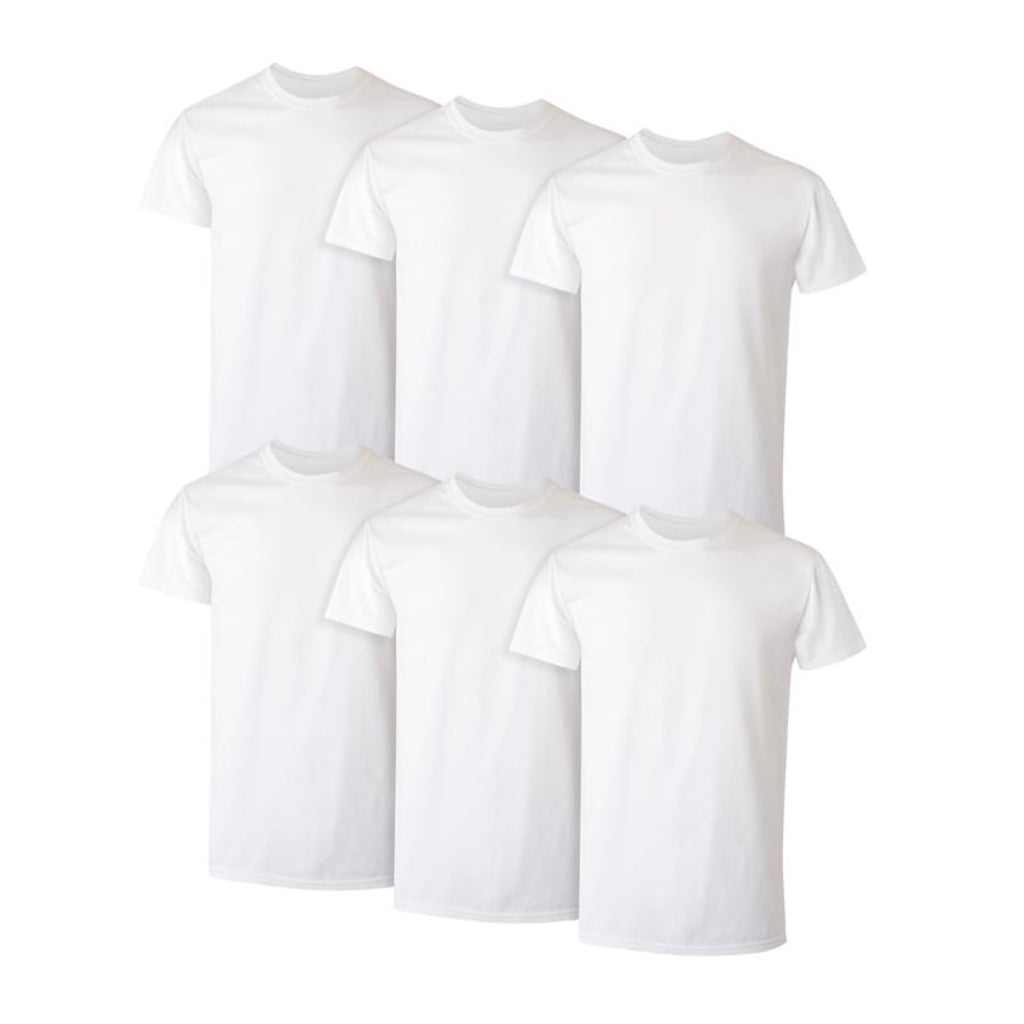 Mens Cotton, Moisture-wicking Crew Tee Undershirts, Multi-packs, White - 6 Pack, Large US