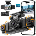N5 4 Channel Dash Cam 360° View, 1080P Front and Rear Inside, Left Right Dash Camera for Cars, 8 IR Lamps Night Vision, 5G WiFi & APP Control, G-Sensor, Parking Mode, with a Free 128GB SD Card