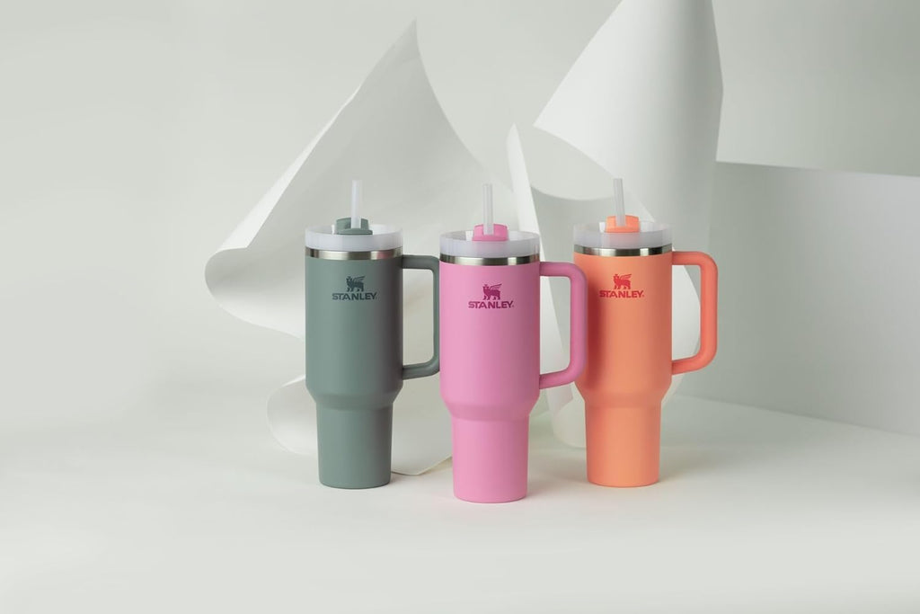 Quencher H2.0 Tumbler with Handle and Straw 40 oz | Flowstate 3-Position Lid | Cup Holder Compatible for Travel | Insulated Stainless Steel Cup | BPA-Free | Peony