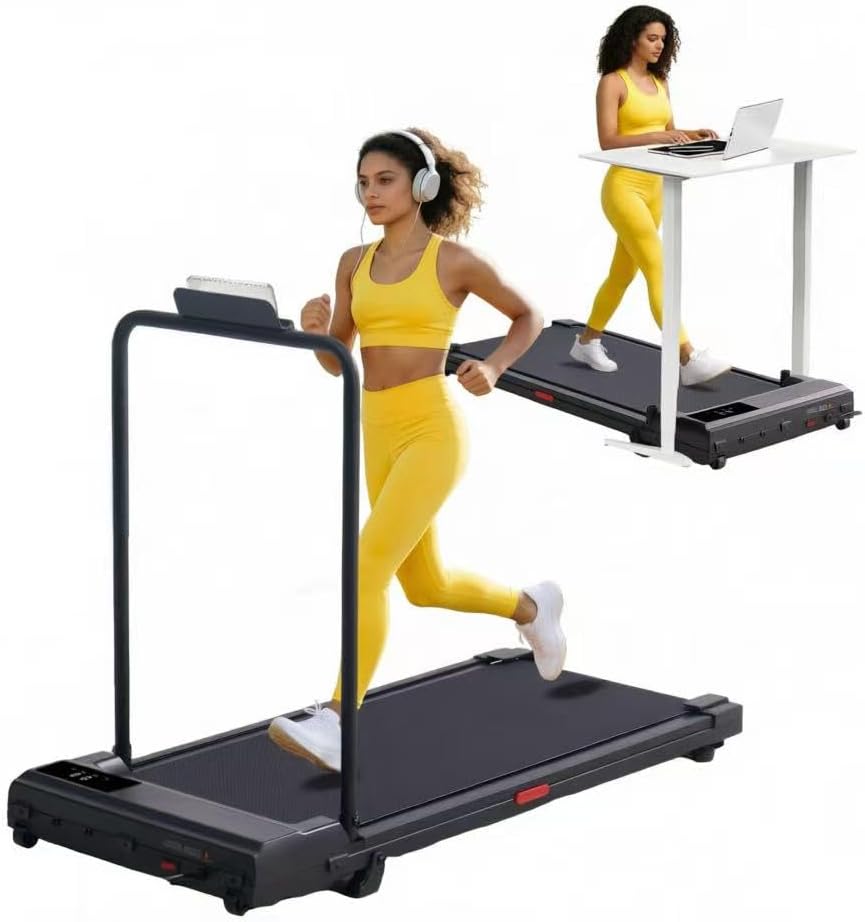 HevGlrm Walking Pad with Handle Bar, 2026 Upgrade Small Walking Pad Treadmill with Incline, 3.0HP Portable Under Desk Treadmill with Handles for Home Small, 0.6-7.6MPH, 350LBS.
