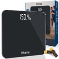[]iHome Digital Scale, Bathroom Scale, Batteries Included, Scale Body Weight, Weight Scale, Bathroom Scales for Weight, Digital Scales for Body Weight (Black)