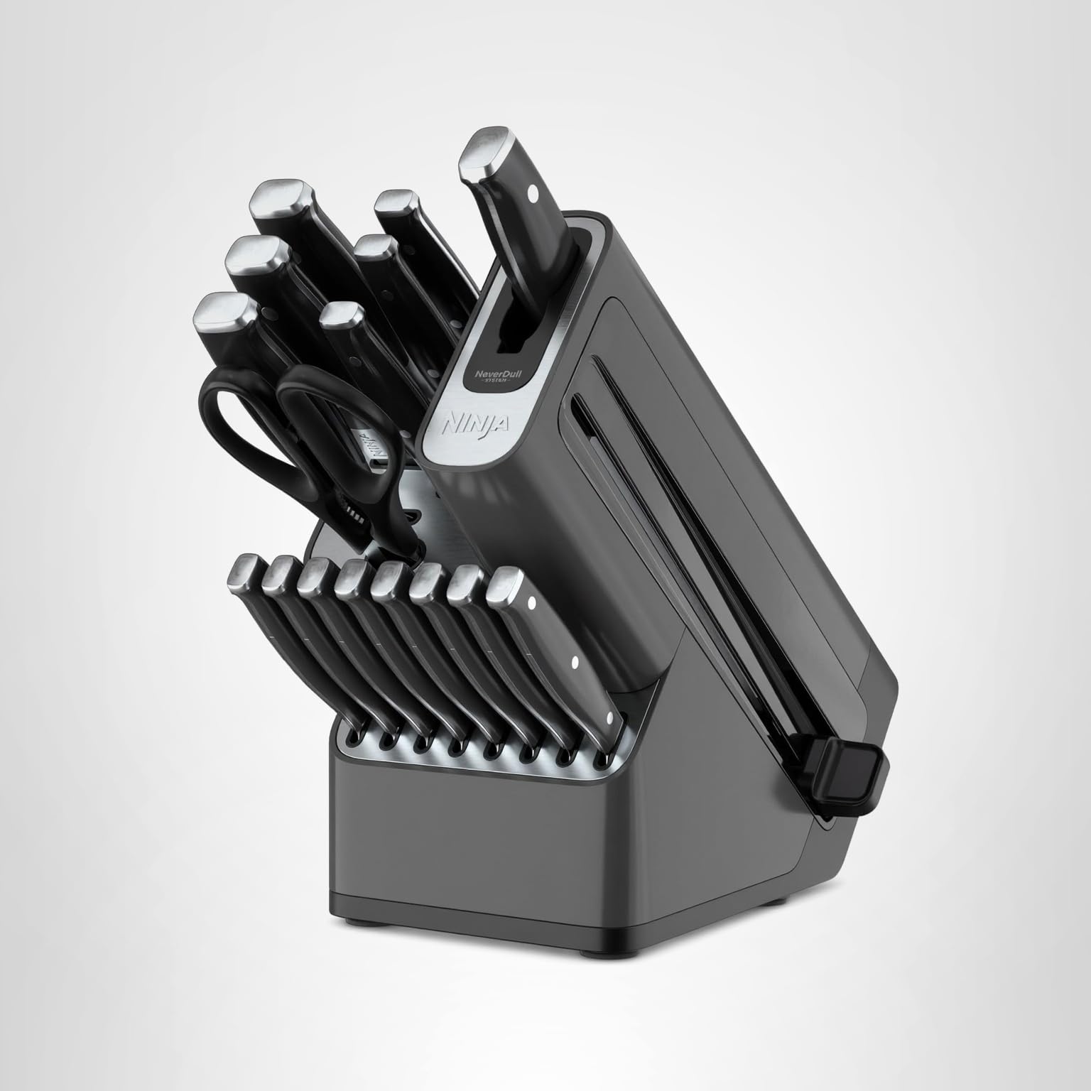 Ninja™ NeverDull® Knife Block Set | 17 Piece Kitchen Knife System with Built-in Sharpener | Rust Resistant, German Stainless-Steel Knives | Black | K32017