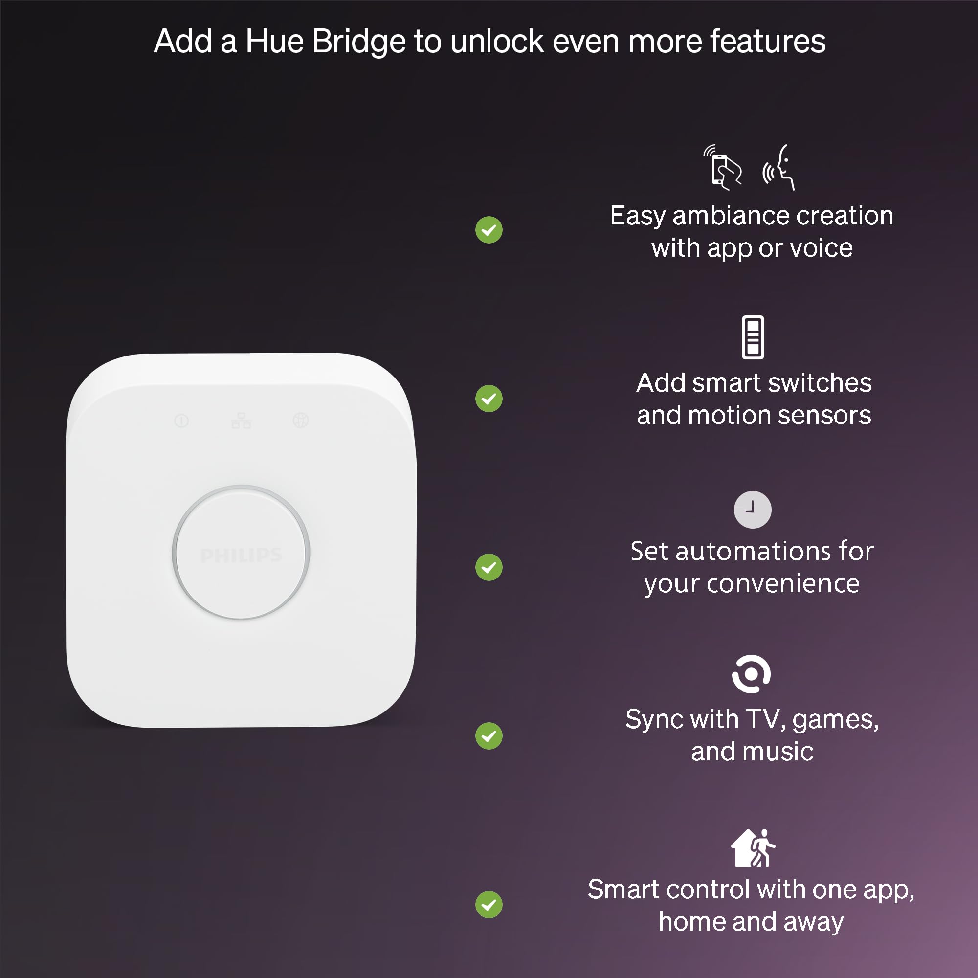Philips Hue Essential Smart LED A19 Bulb, White and Color Ambiance, E26 Base, 8.8W, 2200K-6500K, 800 Lumens, Dimmable, Works with Alexa, Google, and Apple Home, 1-Pack