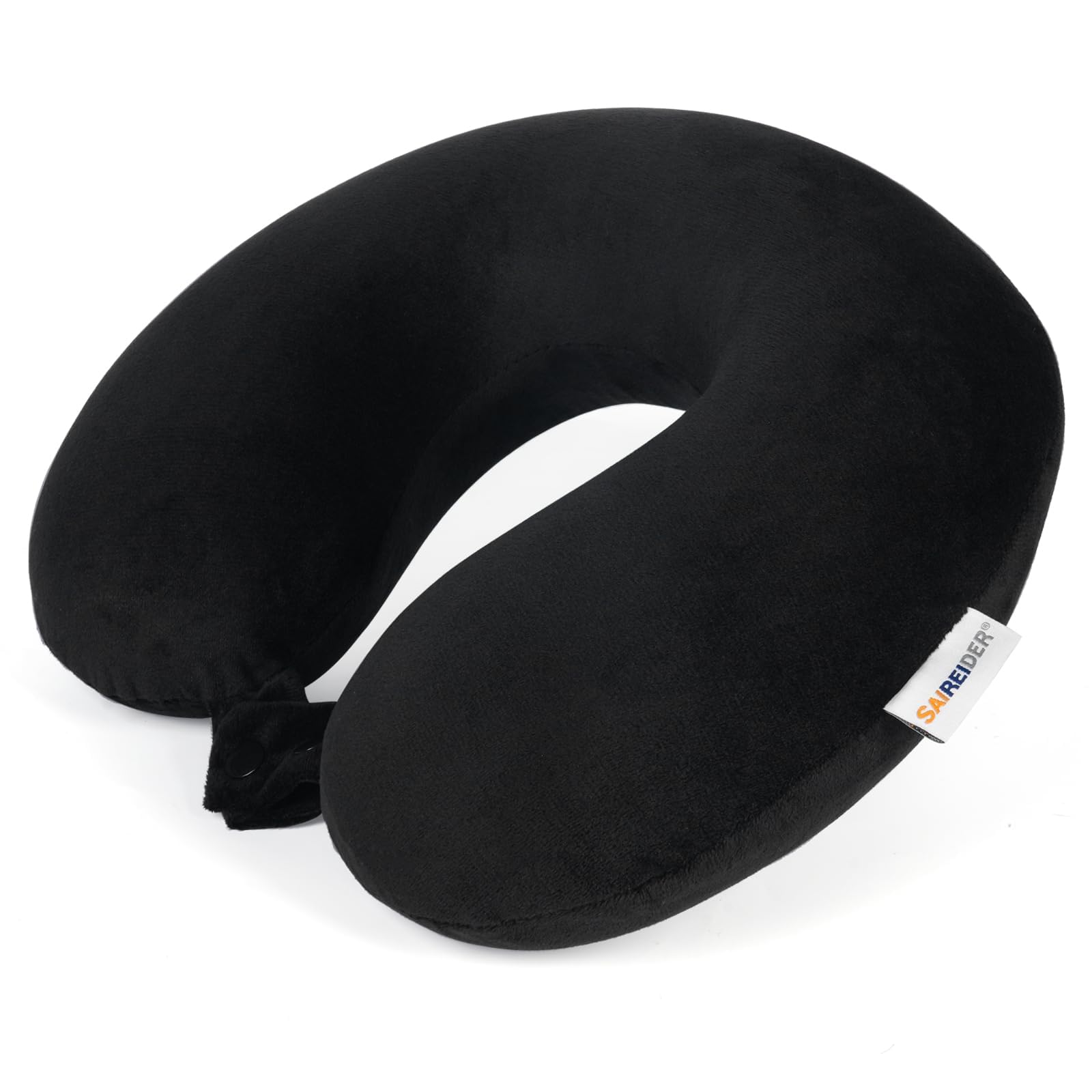 Travel Pillow 100% Pure Memory Foam Travel Neck Pillow, Airplane Pillow for Traveling、Car、Home、Office，Washable Cover（Black）