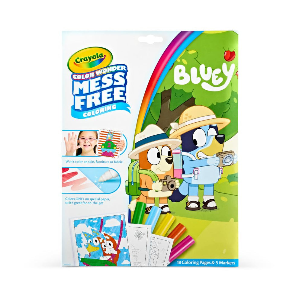 Bluey Color Wonder Coloring Set, 18 Mess Free Toddler Coloring Pages & 5 Markers, Bluey Activity Set for Kids, Gift for Toddlers, Ages 3+