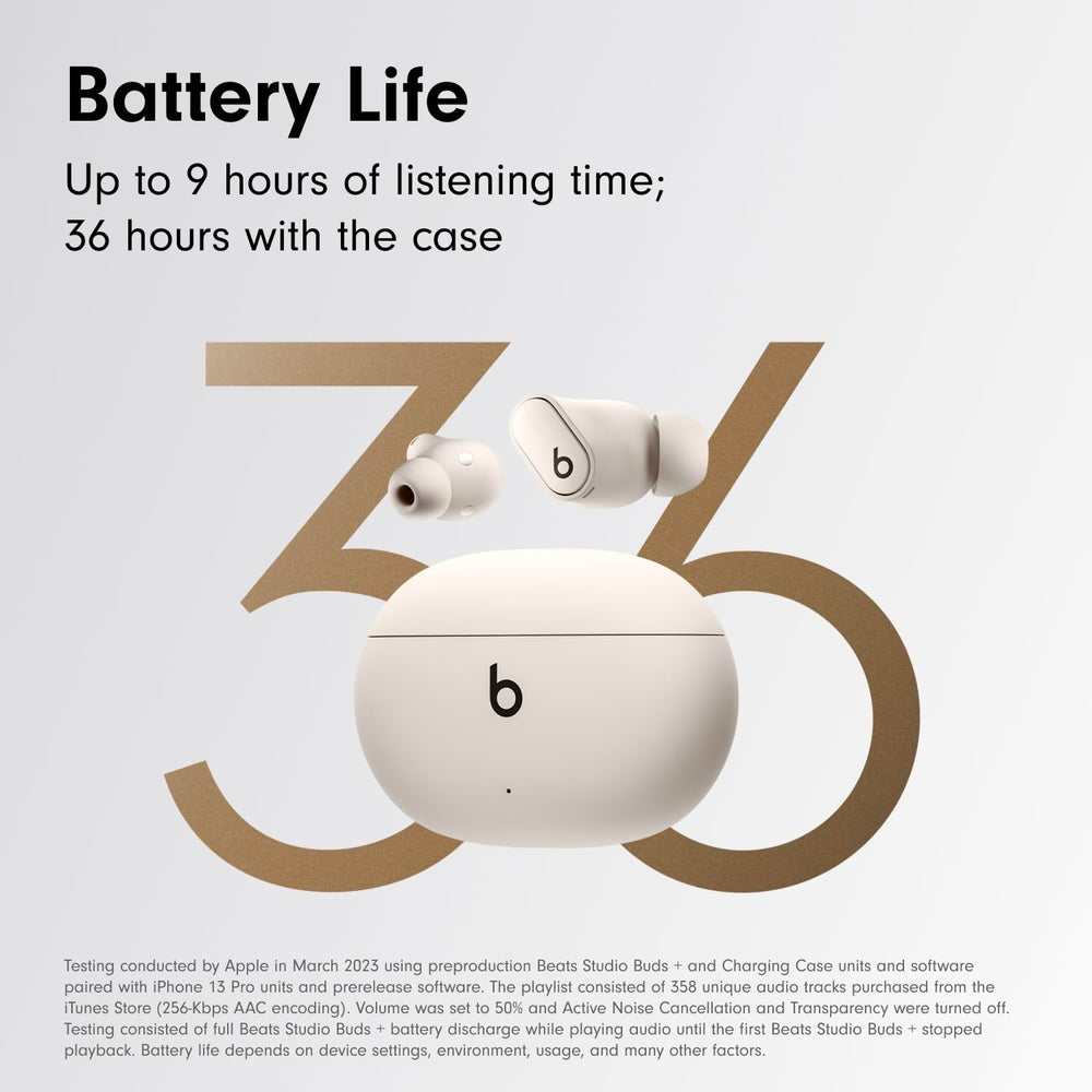 Studio Buds + | True Wireless Noise Cancelling Earbuds, Enhanced Apple & Android Compatibility, Built-in Microphone, Sweat Resistant Bluetooth Headphones, Spatial Audio - Ivory