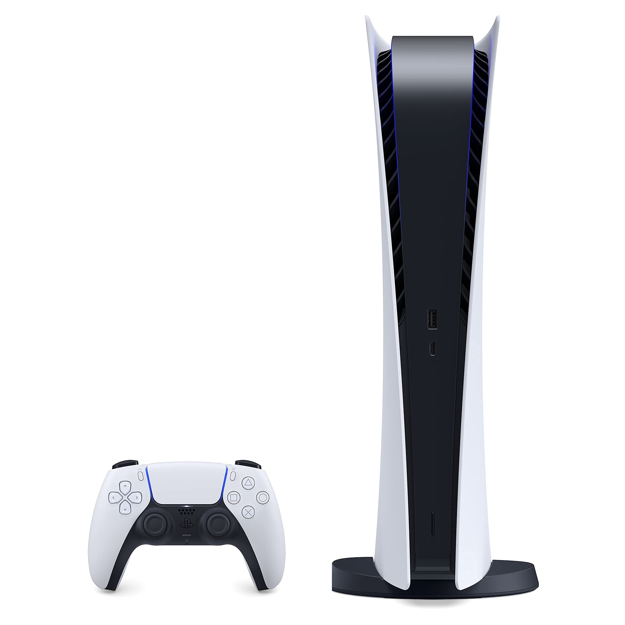 PS5 - Sony PlayStation 5 Digital Edition Gaming Console + Wireless Controller - 16GB GDDR6 RAM, 825GB SSD, 120Hz 8K Output, White