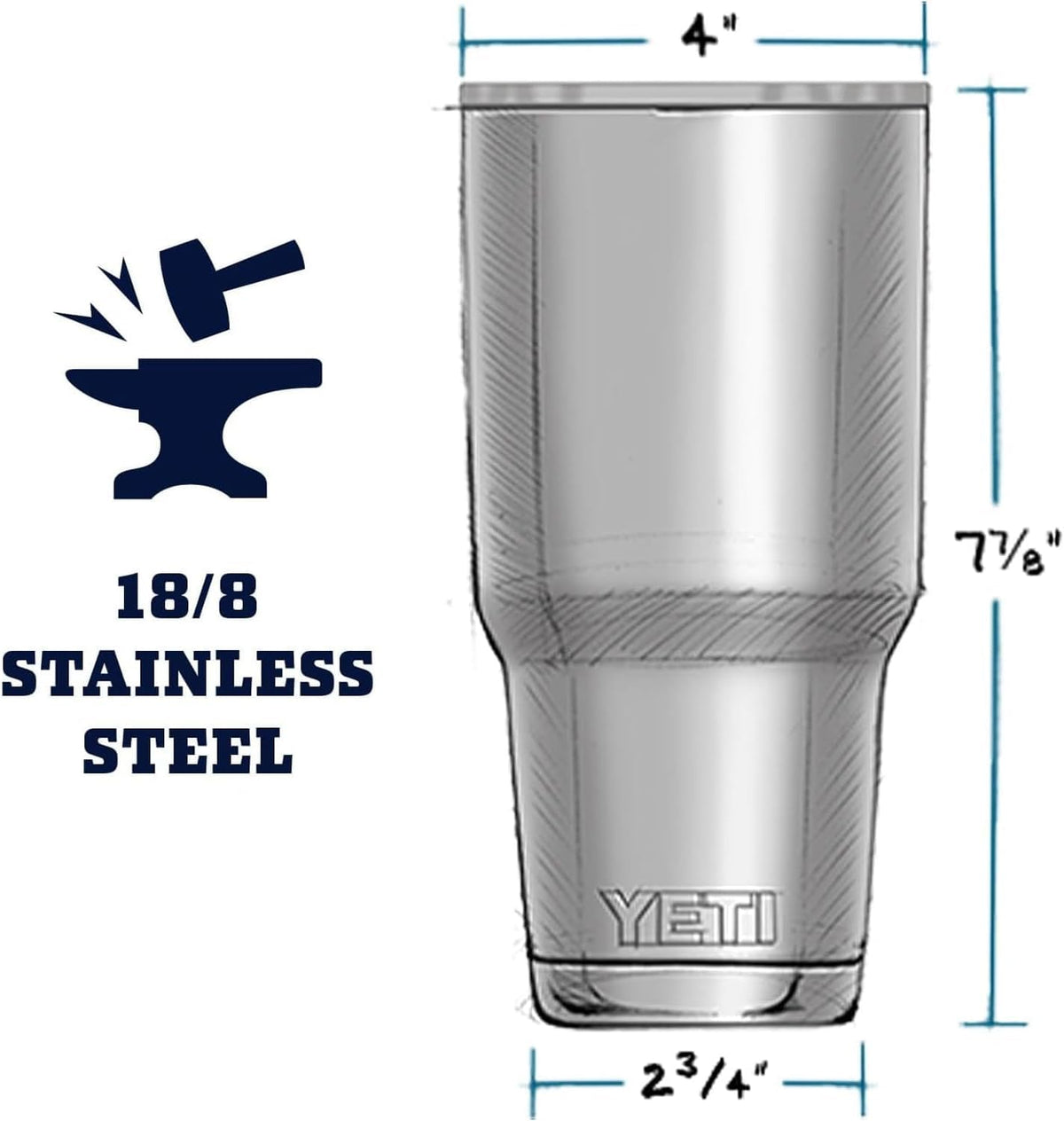 Rambler 30 oz Tumbler, Stainless Steel, Vacuum Insulated with MagSlider Lid, Cherry Blossom