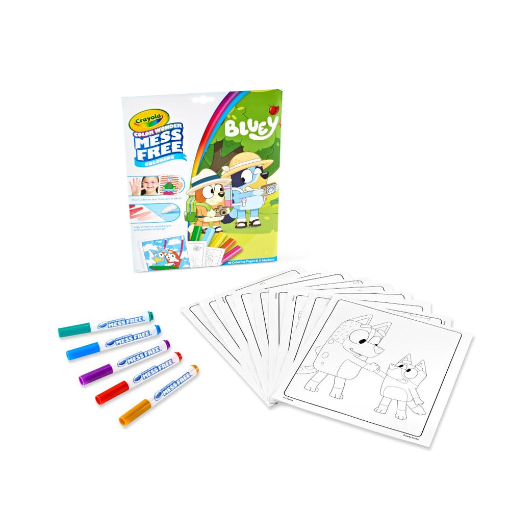 Bluey Color Wonder Coloring Set, 18 Mess Free Toddler Coloring Pages & 5 Markers, Bluey Activity Set for Kids, Gift for Toddlers, Ages 3+