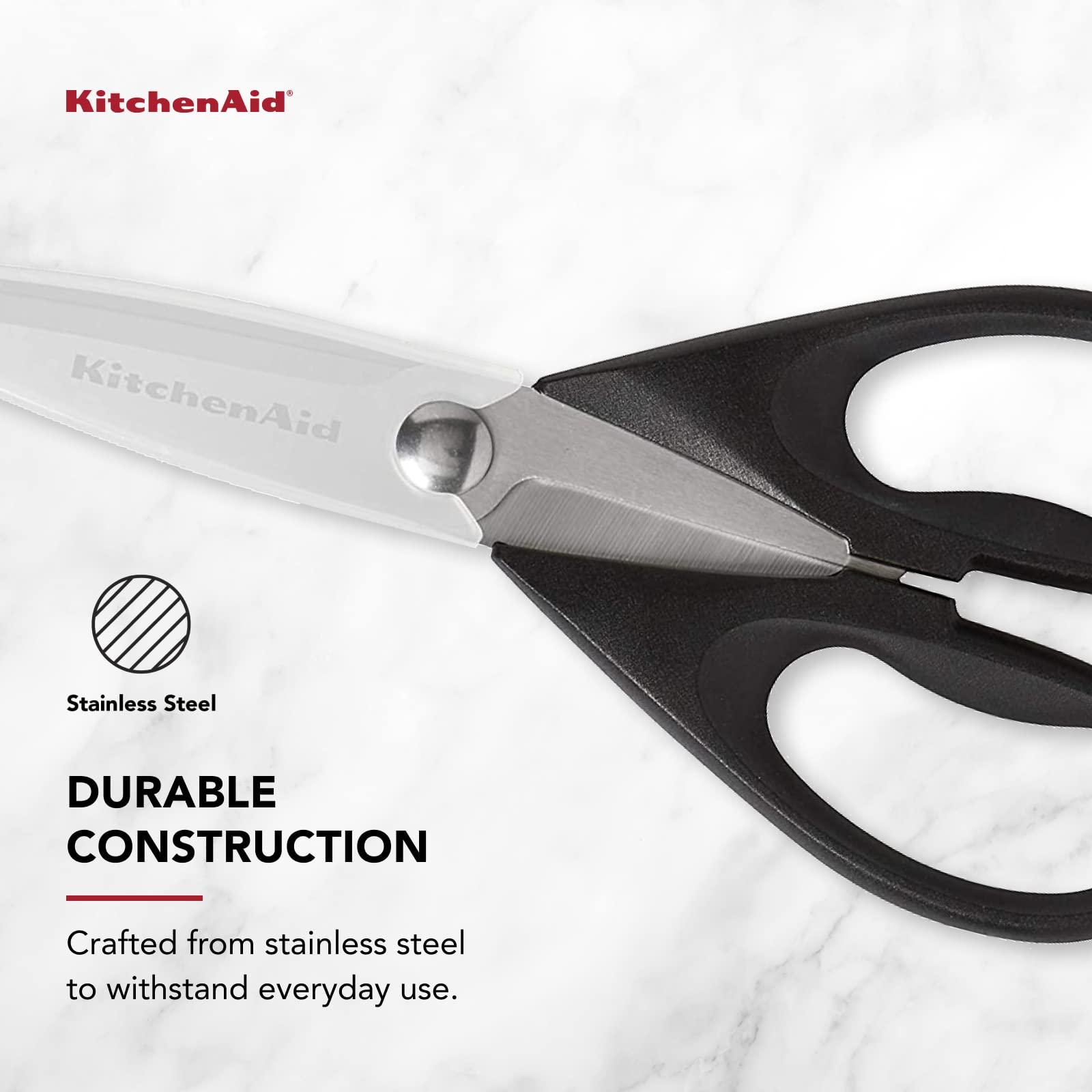 All Purpose Kitchen Shears with Protective Sheath Durable Stainless Steel Scissors, Dishwasher Safe, Soft Grip Comfort Handle, 8.72 Inch, Black