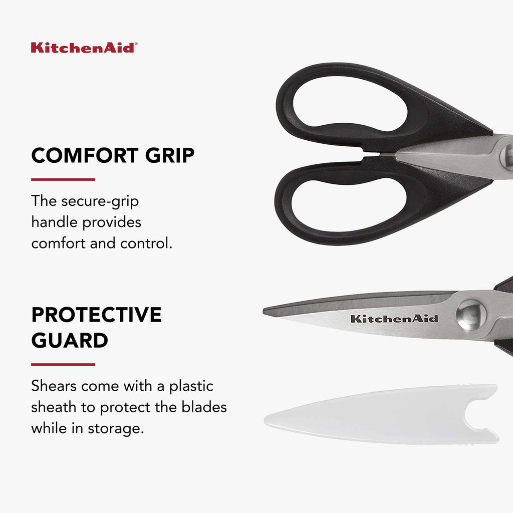 All Purpose Kitchen Shears with Protective Sheath Durable Stainless Steel Scissors, Dishwasher Safe, Soft Grip Comfort Handle, 8.72 Inch, Black