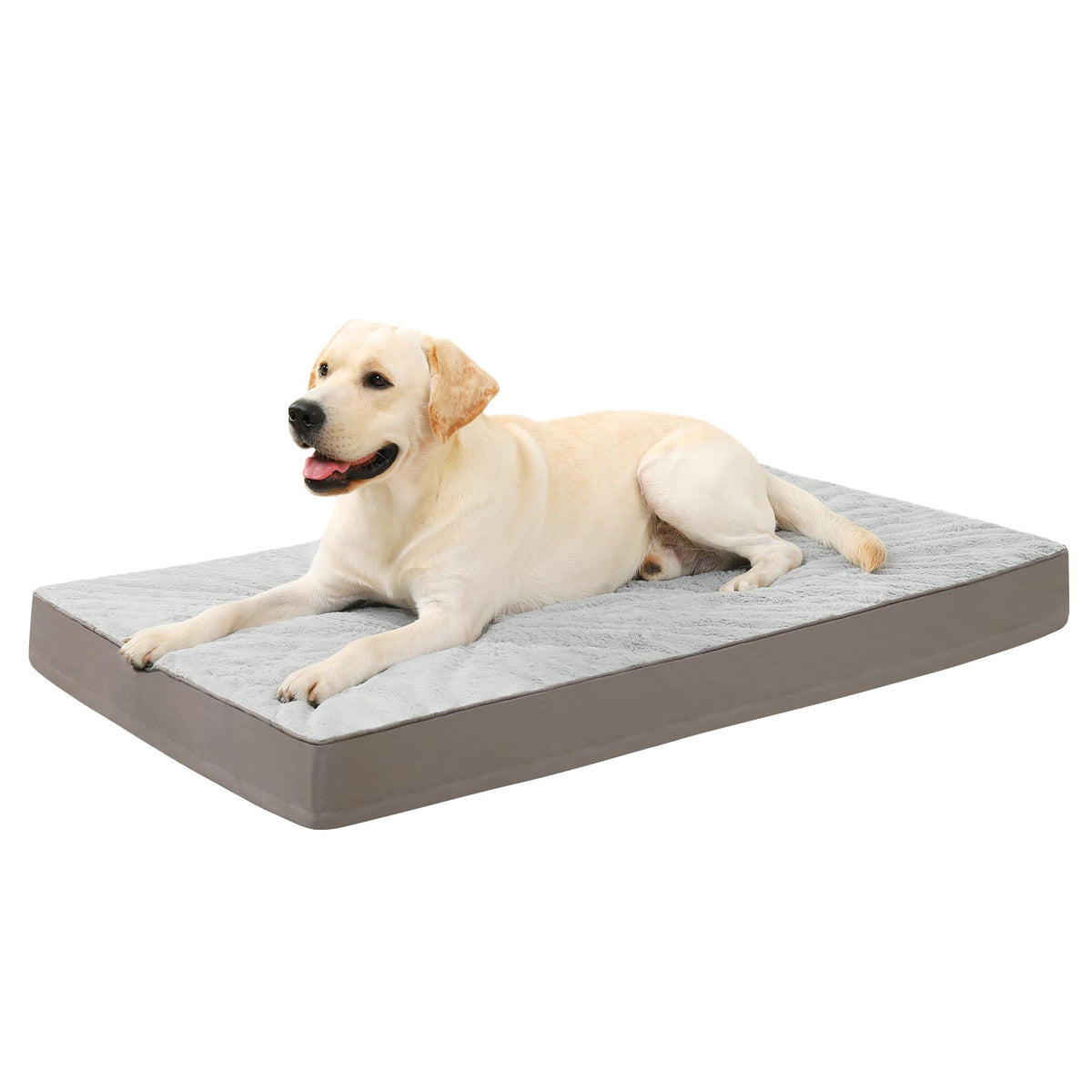 Orthopedic Dog Bed Dog Crate Bed Waterproof for Large Dogs Deluxe Plush Washable Pet Mat with Egg Crate Foam & Removable Cover, 35 x 22 Inch, Gray
