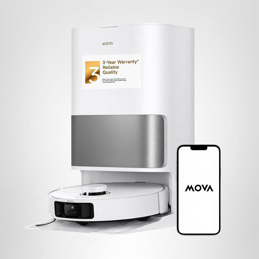 Mova P10 Pro Ultra Robot Vacuum and Mop 13,000Pa Suction, 140°F Hot Water Auto Mop Washing & Drying, Dual Spinning Extenable Mop,10.5mm Lifting for Carpet, 360°Obstacle Avoidance, App Control