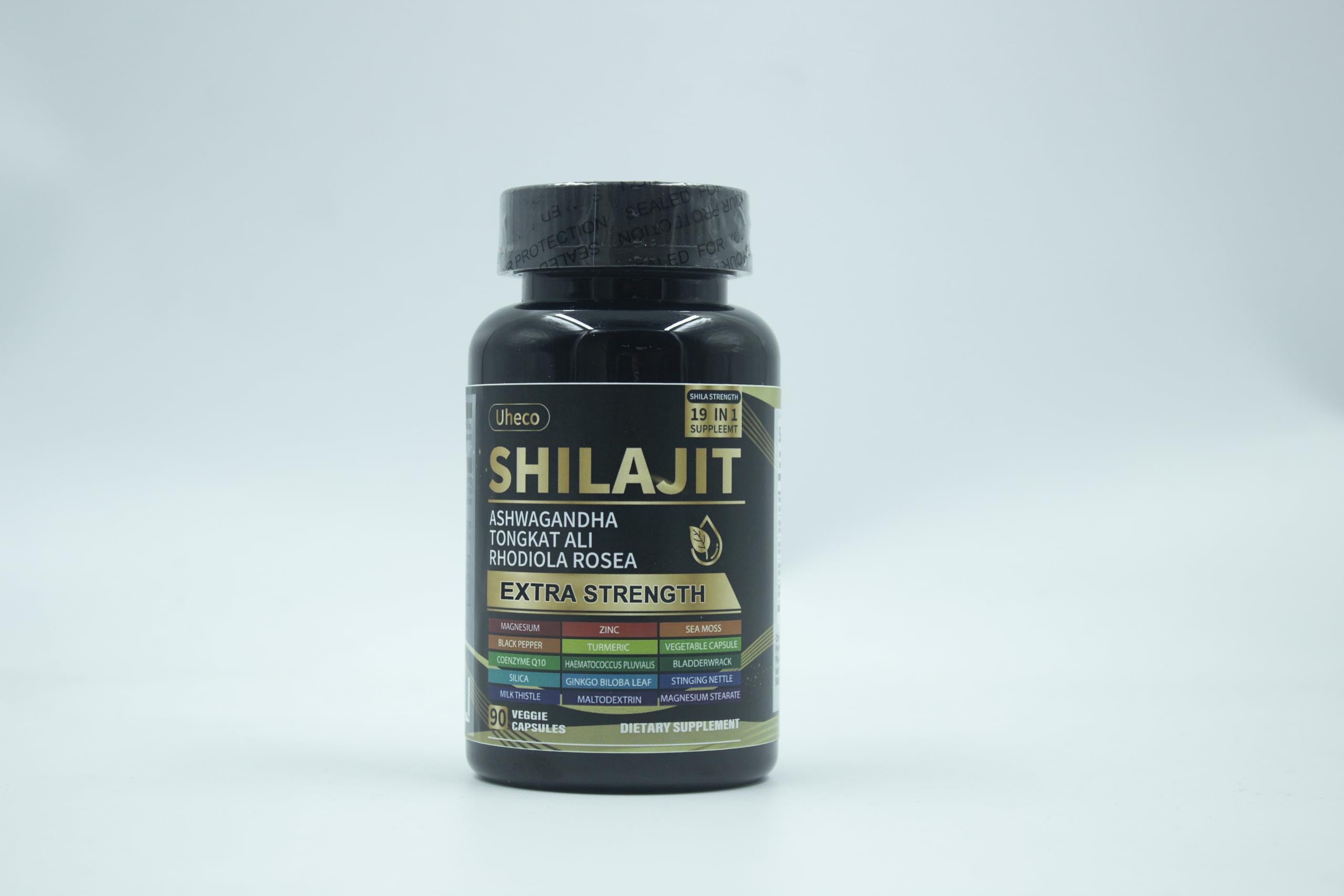 Shilajit Capsules, 19-in-1 Supplement with Sea Moss, Ashwagandha, Tongkat Ali & Fulvic Acid, Natural Mineral Wellness Supplement, Gluten Free, Non-GMO, 90 Capsules