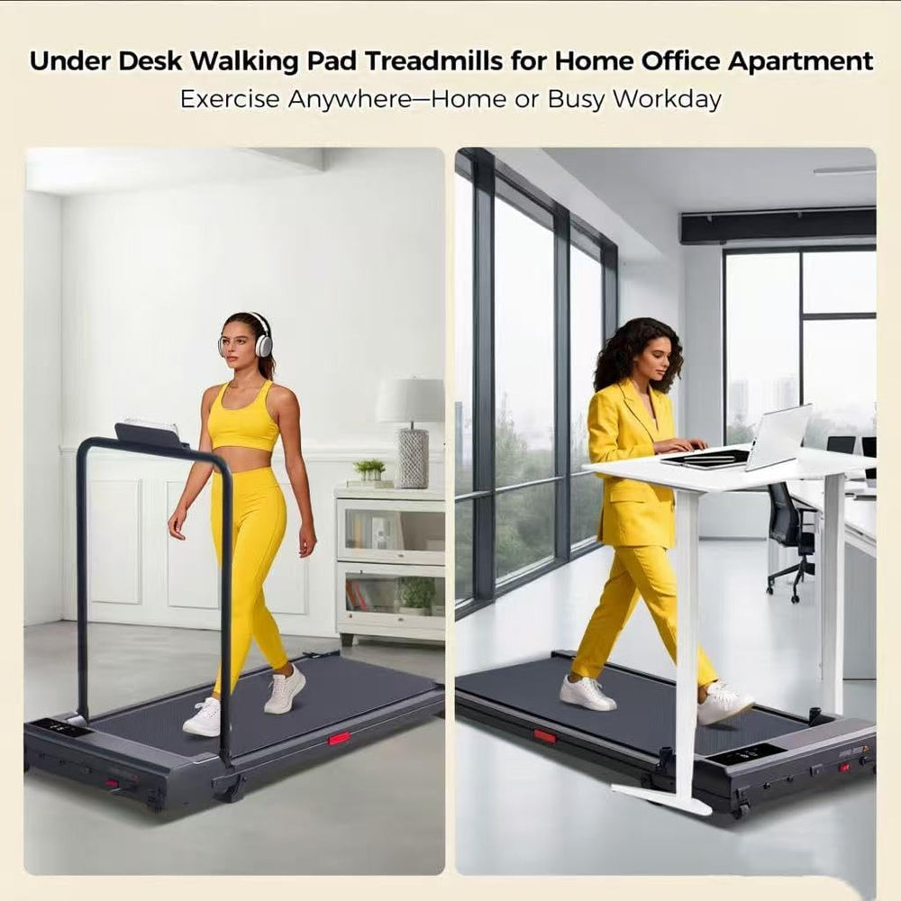 Walking Pad with Handle Bar, 2026 Upgrade Small Walking Pad Treadmill with Incline, 3.0HP Portable Under Desk Treadmill with Handles for Home Small, 0.6-7.6MPH, 350LBS.