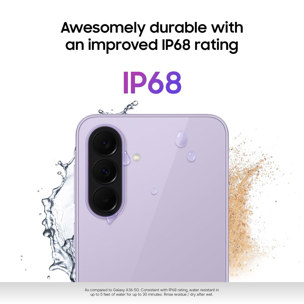 A37 5G (2026), Unlocked Android Smartphone, 128GB, AMOLED Display, Triple Camera, IP68, Slim Phone, 5000mAh Battery, US Version, US 1 Yr Warranty, Awesome Lavender